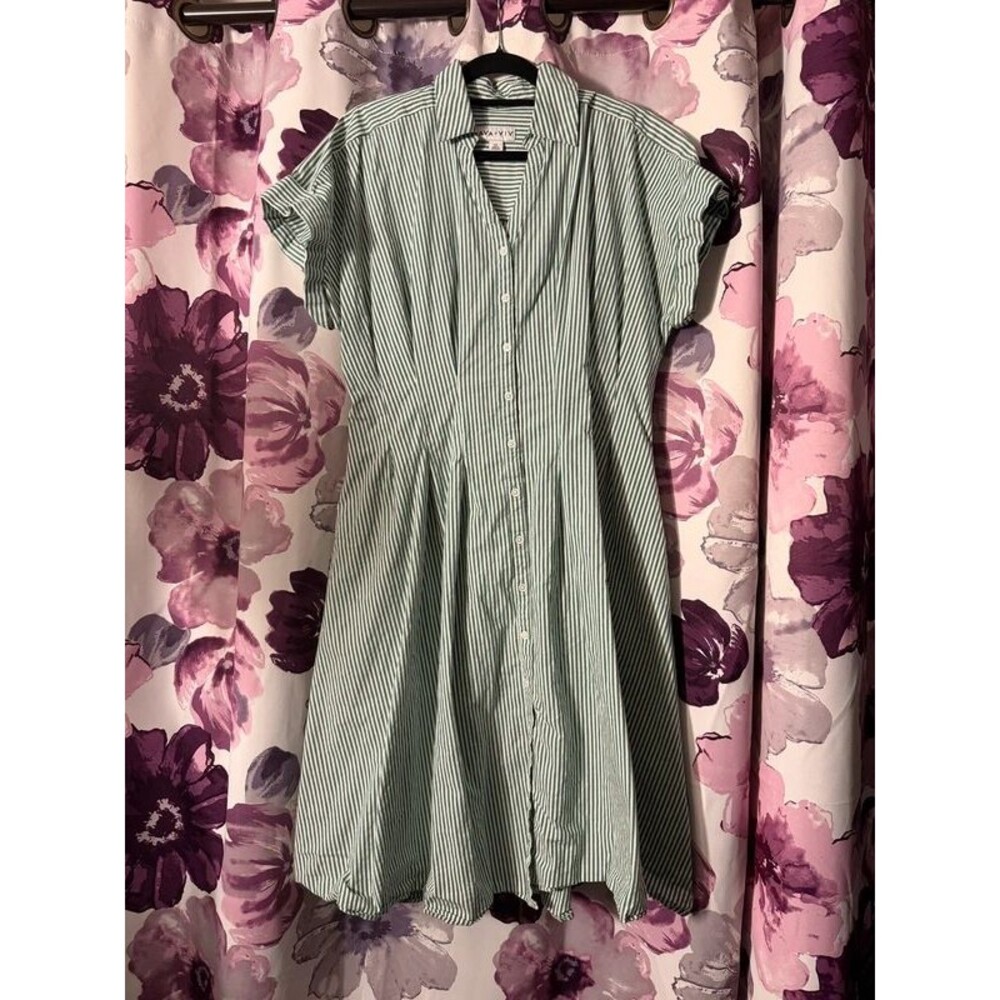 Ava & Viv Cinched Waist Stripe Shirt Dress